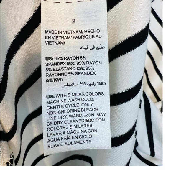 CHICO'S Black & White Striped Dress Flare Long Sleeves - Picture 9 of 11